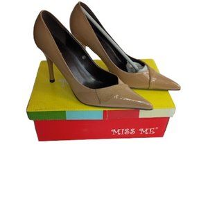 Miss Me Womens Sydney Pumps Taupe Camel Patent Pointed Toe High Heel 8.5 New